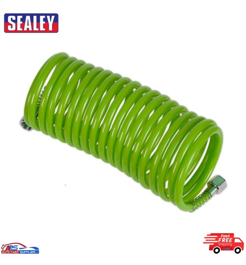 Sealey SA335G PE Coiled Air Hose 5m x 5mm with 1/4"BSP Unions